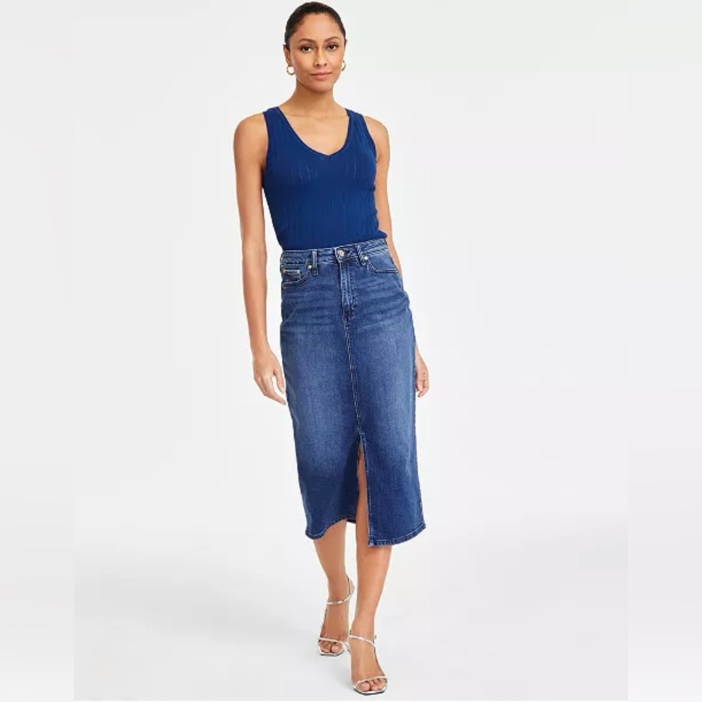 INC International Concepts Long Denim Skirt Size:12 New With Tags